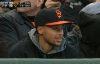 Stephen Curry in attendance at the San Francisco Giants game