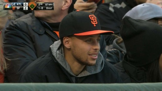 Stephen Curry in attendance at the San Francisco Giants game