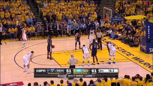 Tony Allen interferes with Warriors dancers during timeout