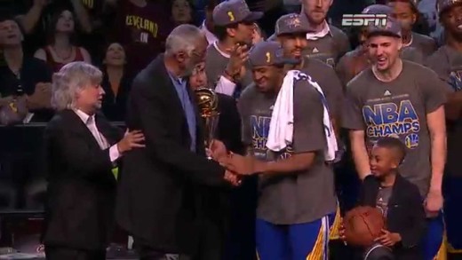 Andre Iguodala receives 2015 Finals MVP Trophy