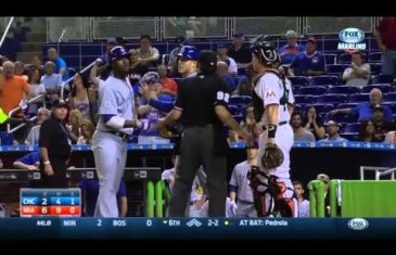 Benches clear after Junior Lake gestures Marlins bench after homer