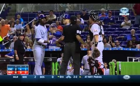 Benches clear after Junior Lake gestures Marlins bench after homer