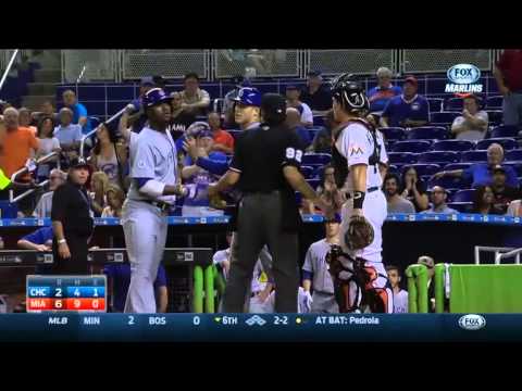 Benches clear after Junior Lake gestures Marlins bench after homer