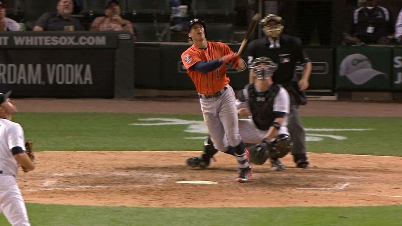 Carlos Correa rips a two-run shot for his first MLB homer