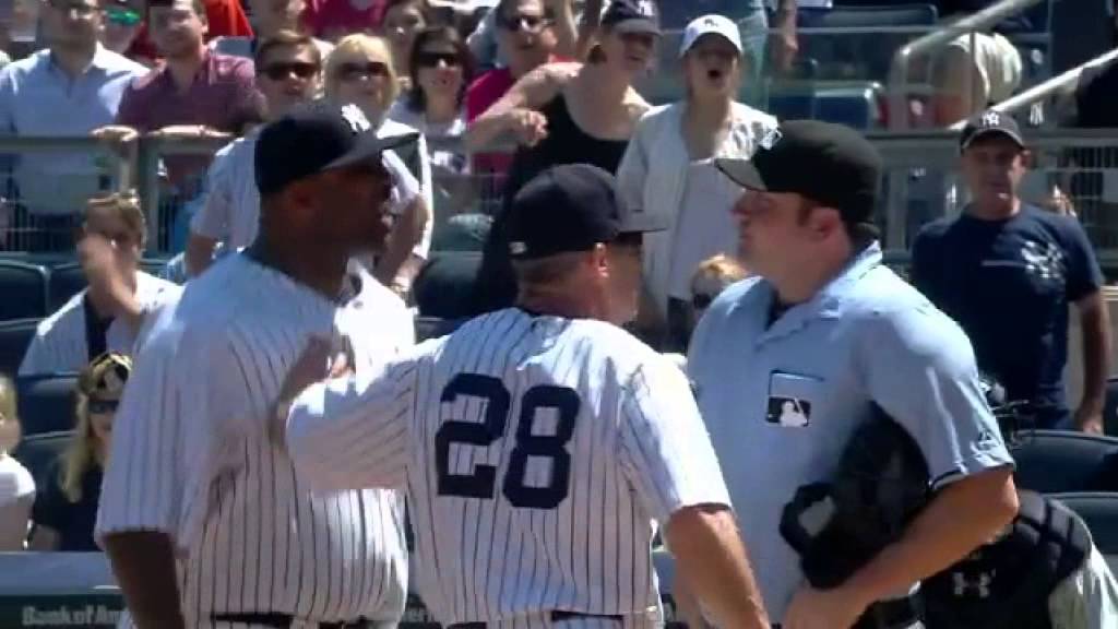 CC Sabathia ejected & gets in umpire's face