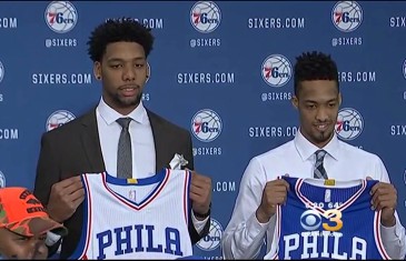 Jahlil Okafor doesn’t look very thrilled in Philadelphia 76ers press conference