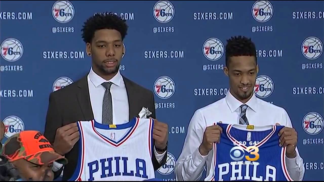 Jahlil Okafor doesn't look very thrilled in Philadelphia 76ers press conference