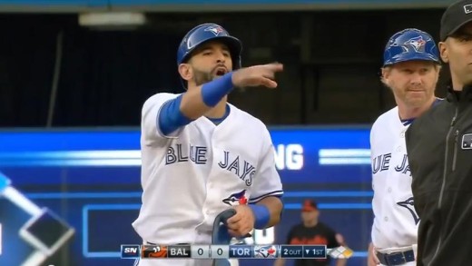 Jose Bautista tells the Orioles dugout “don’t talk to me” after HBP