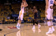 Klay Thompson buries the 3-pointer while fouled