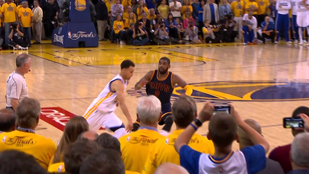 Kyrie Irving with a possible game saving block on Steph Curry
