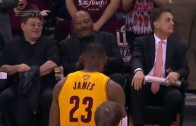 LeBron James pays tribute to the legendary Jim Brown pre-game