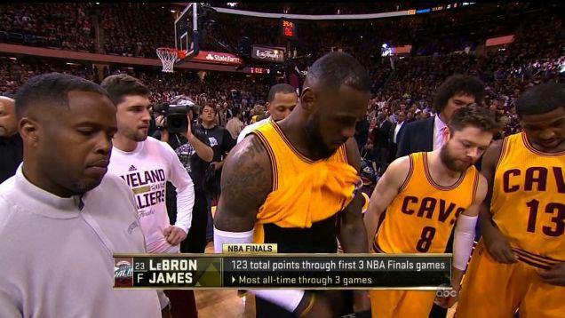 LeBron James wardrobe malfunction during Game 4 of the NBA Finals