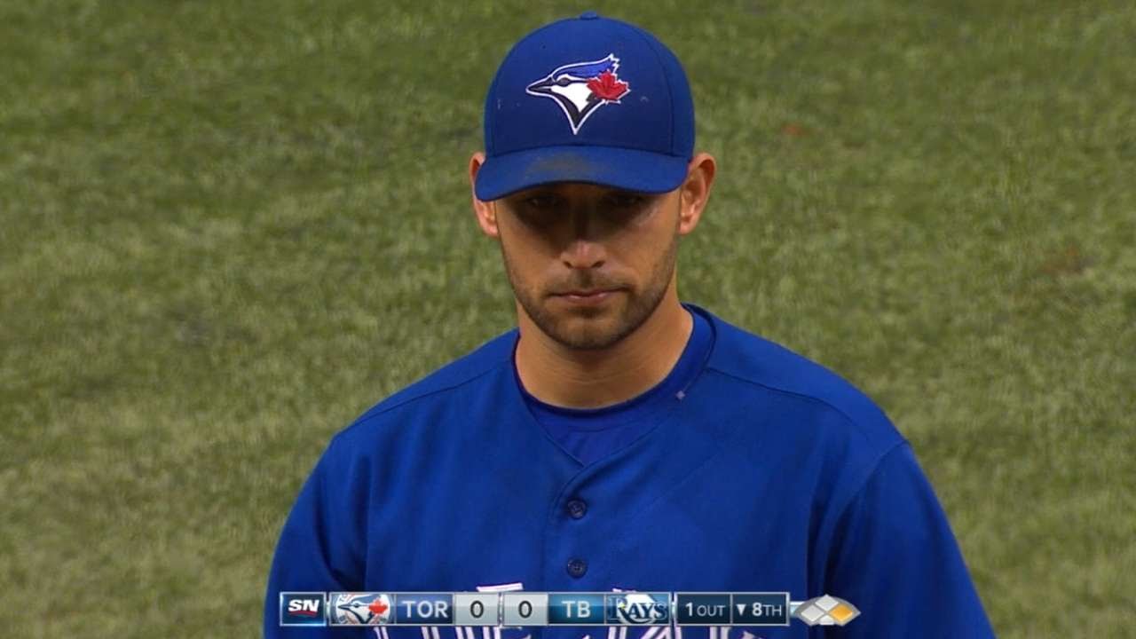 Marco Estrada loses perfect game in 8th inning on an infield single!