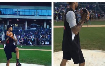 Odell Beckham Jr. throws perfect fastball strike at charity softball game
