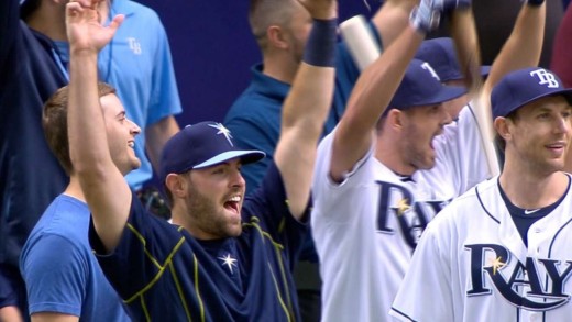 Tampa Bay Lightning players take batting practice at Tropicana Field