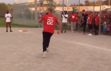 Drake playing kickball at P. Reign’s charity event