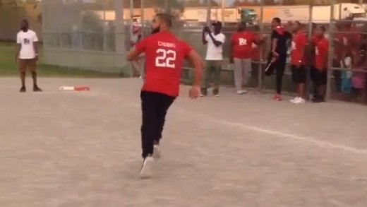 Drake playing kickball at P. Reign’s charity event