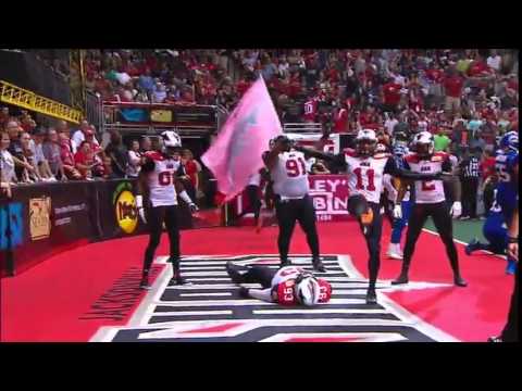 Arena football team celebrates TD by doing The Rock's People's Elbow