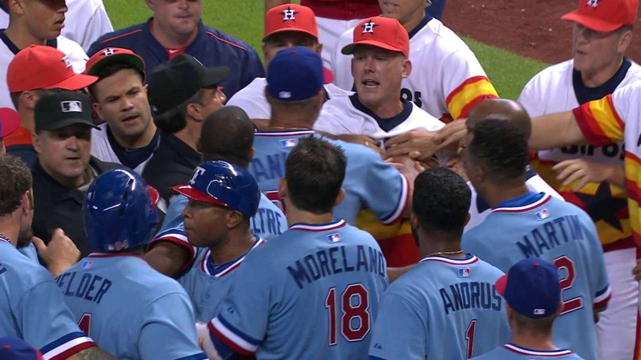 Back The F*ck Up: Benches clear between Rangers & Astros!