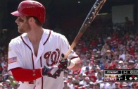 Bryce Harper hits two-run shot with patriotic bat