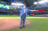 Don Cherry throws out the first pitch to Josh Donaldson