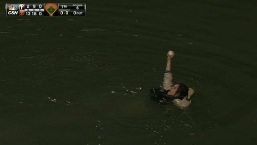 Fan jumps in McCovey Cove for Joe Panik’s homer