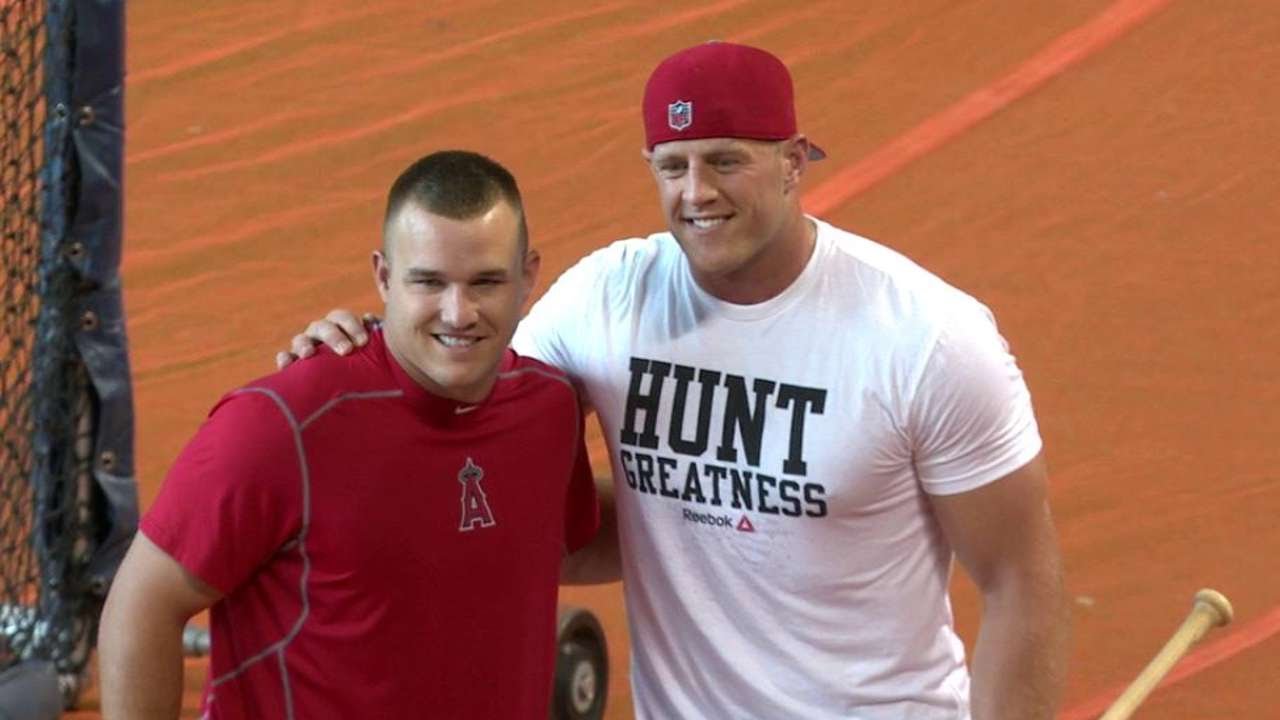JJ Watt belts homers with ease in Houston during batting practice
