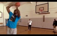 LeBron James hits a backwards free throw with ease