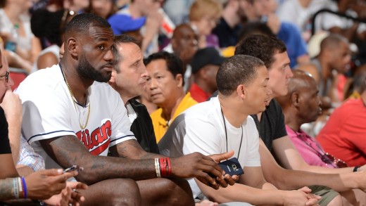 LeBron James hits a seated sideline shot in Summer League!