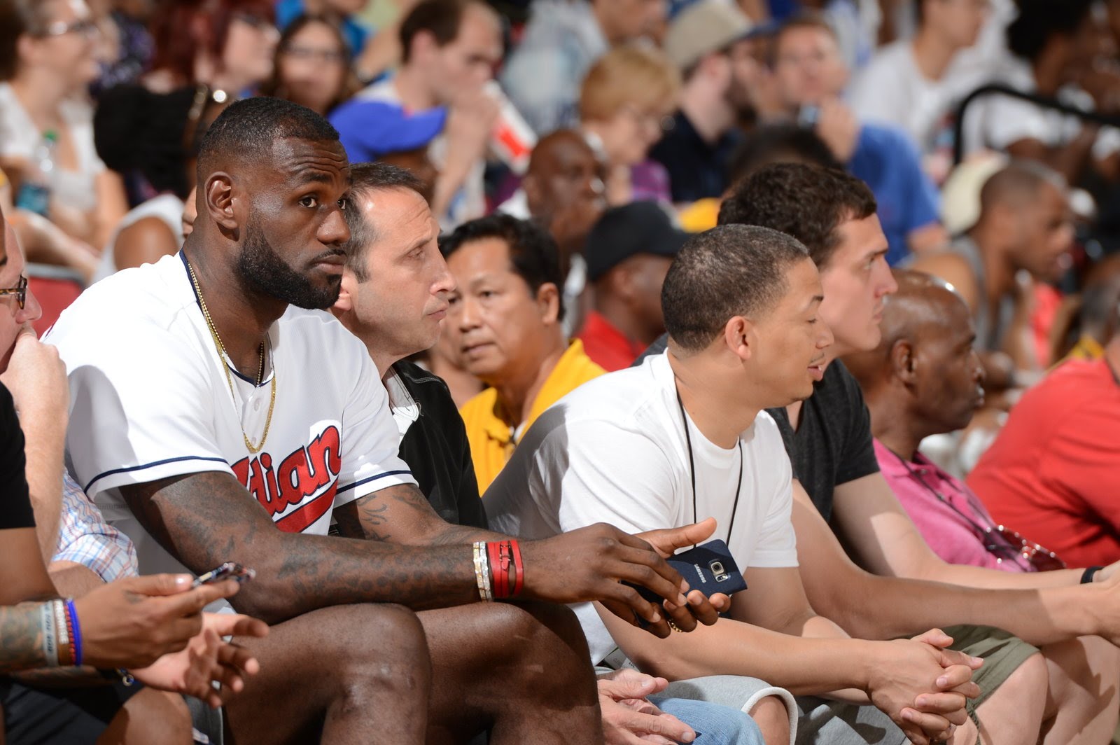 LeBron James hits a seated sideline shot in Summer League!