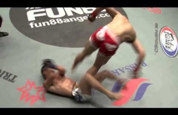 MMA fighter does a flip & kicks opponent in the groin on landing