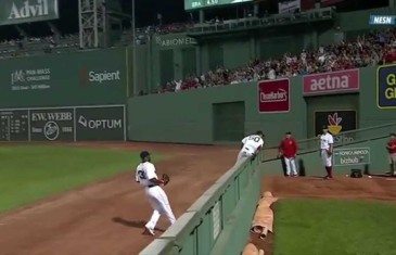 Dez Bryant of Baseball: Mookie Betts makes catch but tumbles over wall causing a home run