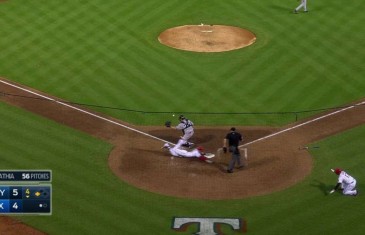 Texas Rangers outfielder Ryan Rua hits an inside-the-park homer