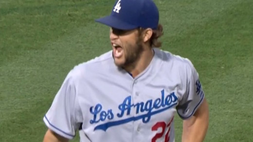 Clayton Kershaw pissed at the strike zone whips ball in the ground & then into the dugout