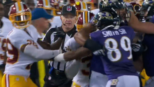Scuffle breaks loose between Ravens & Redskins