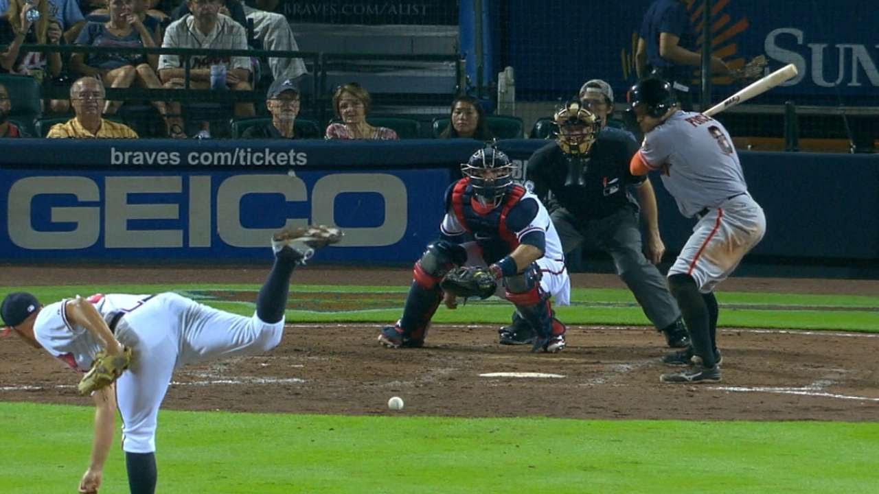 AJ Pierzynski jokingly frames a pitch that bounced in the dirt
