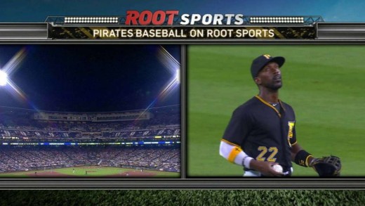 Andrew McCutchen makes catch as lightning strikes