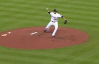 Colin McHugh trips on the mound during windup but still manages to record the out