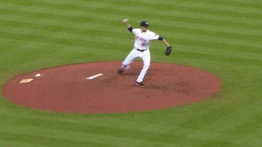 Colin McHugh trips on the mound during windup but still manages to record the out