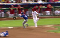 Daniel Murphy makes a sweet grab & toss off of a pitcher kick save