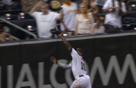 Justin Upton makes spectacular grab slamming into outfield wall