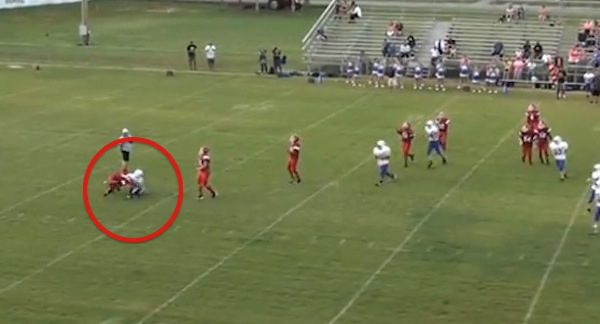 Impressive: Middle School QB avoids sack & throws TD pass down field