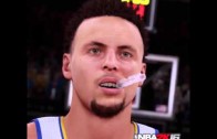 NBA 2K16 look at Steph Curry’s mouthpiece & free throw routine