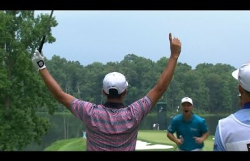 Rickie Fowler’s walk-off ace on the par-3 9th hole at Quicken Loans
