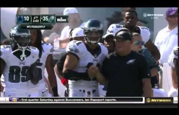 Tim Tebow scores his first touchdown as a member of the Eagles