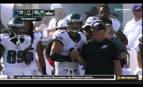 Tim Tebow scores his first touchdown as a member of the Eagles