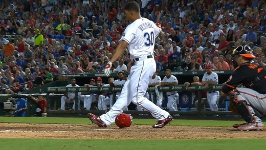 Will Venable knocks his own helmet off with a foul ball