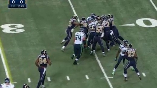 Beast Mode: Marshawn Lynch moves forward with half the Rams defense on him