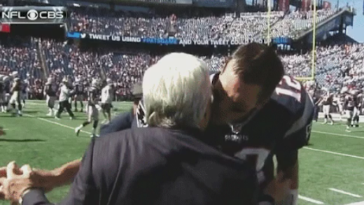 Tom Brady & Patriots owner share a kiss on the cheek