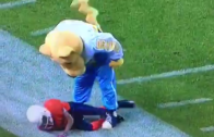 Nuggets mascot Rocky tackles & taunts a kid